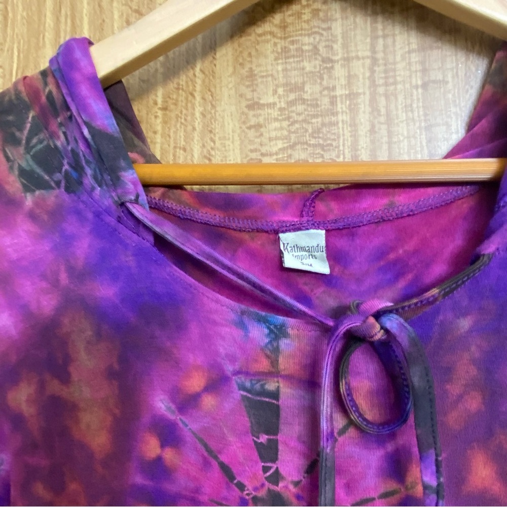 Kathmandu Tie-Dye Hooded Women's Top - Purple and Pink - Picture 8 of 8